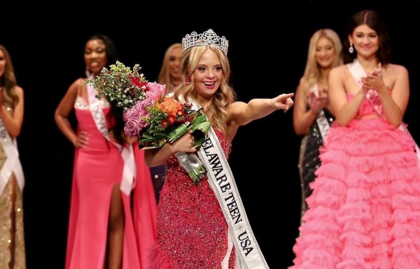 A teenager with Down syndrome wins a beauty pageant title in a competition in the United States